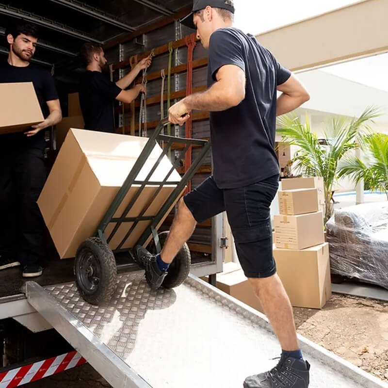 El arabasıyla araca koli yükleyen görevliler